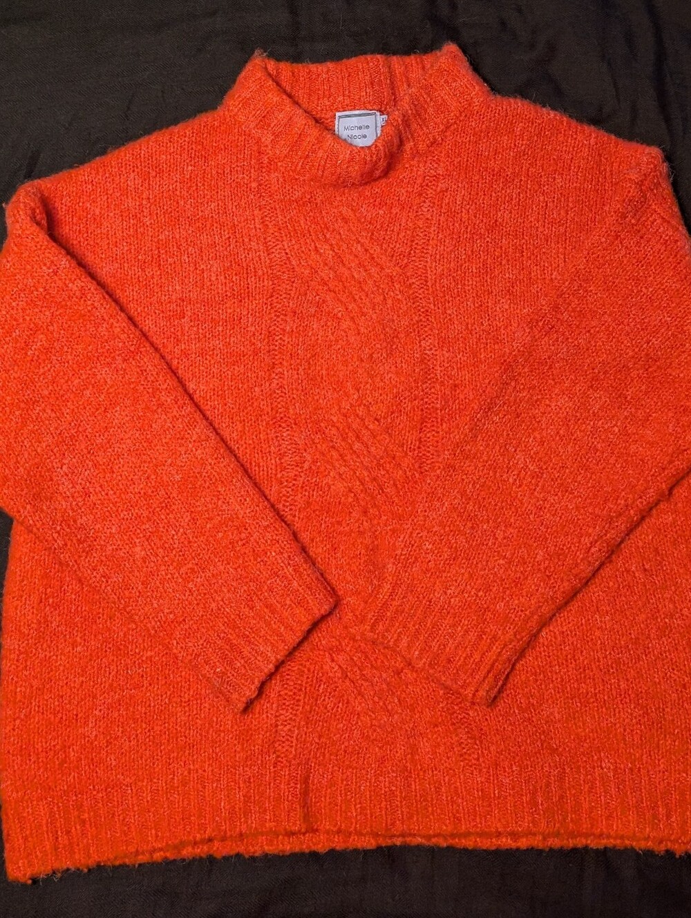 Michelle Nicole Red Orange Mockneck Sweater Sz XL